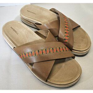 New Merrel Women's Tobacco (Leather) Juno Slides Water Resistant Sandals Size 11